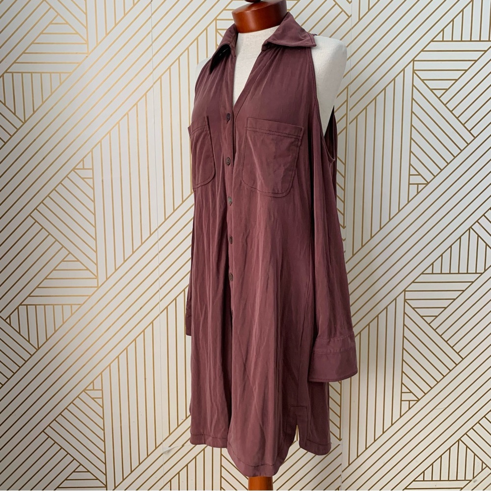 Brontë Cotton blend Cold shoulder shirt dress long sleeve boho bohemian renfair